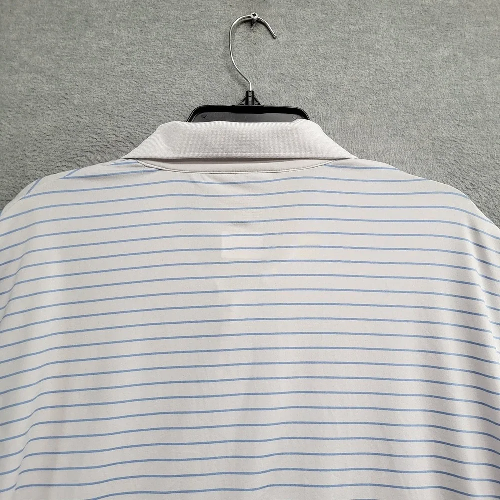 Polo Ralph Lauren Men Polo Shirt‎ 2XL White Striped Performance Logo Embroidered